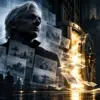 Illustrazione editoriale concettuale su Julian Assange, WikiLeaks e la rivelazione di documenti riservati