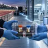 Passaggio di un contenitore sigillato con campioni antidoping dalla pista di atletica al laboratorio