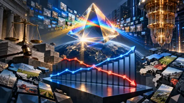 Illustrazione editoriale su utili, investimenti tecnologici e contenziosi di Google