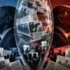 Illustrazione editoriale concettuale sul confronto tra Obama e Trump e il filtro della narrazione mediatica