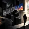 Illustrazione editoriale concettuale sul percorso di Steve Jobs tra l’uscita e il ritorno alla guida di Apple