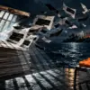 Documenti riservati, ombre di sbarre e una tuta arancione vuota davanti al mare di Guantanamo