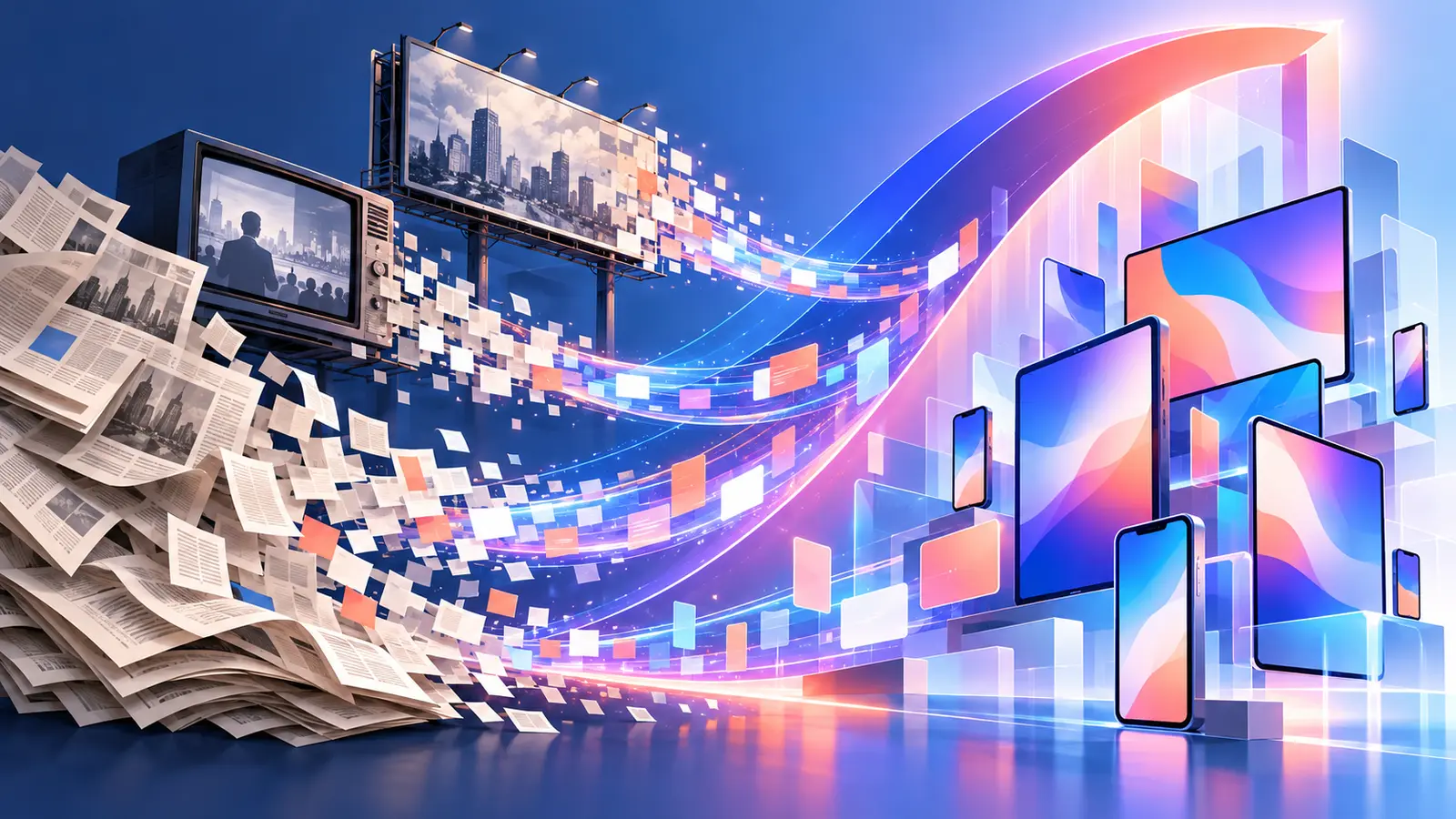 Pubblicità tradizionale si trasforma in flussi verso schermi digitali