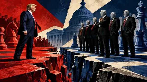 Trump illustrato fronteggia l'establishment repubblicano su una scena fratturata