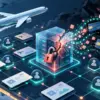 Illustrazione concettuale di una violazione informatica ai dati delle prenotazioni aeree