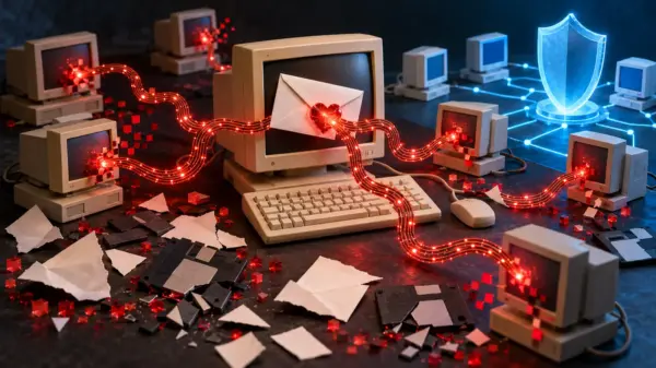 Computer dei primi anni Duemila colpiti da un worm diffuso attraverso una falsa email con un cuore luminoso
